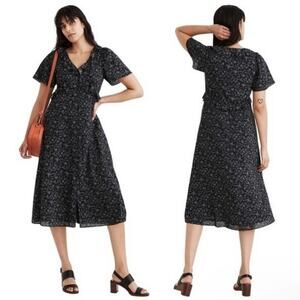 NWT Madewell Ruffled Tiered Midi Dress in Dotted Vines Size 0